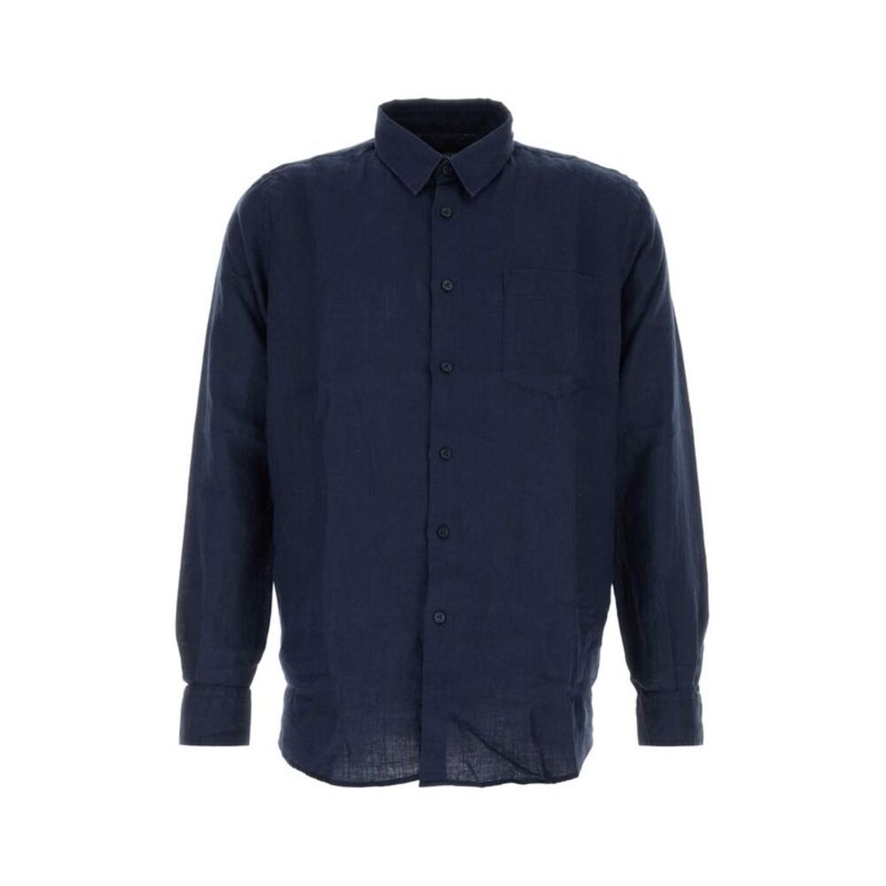Vilebrequin Men Navy Blue Linen Caroubis Shirt
